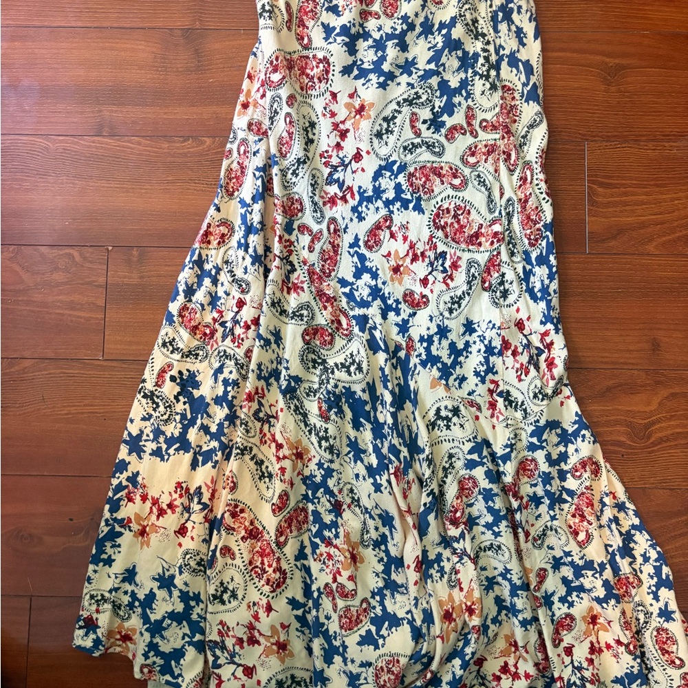 Floral Paisley Maxi Skirt - Blue and Red